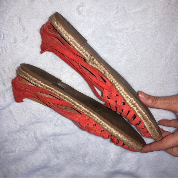 ANTHROPOLOGIE Seychelles Nifty Huaraches Moccasin Espadrilles in orange red sz 7 - Picture 5 of 9